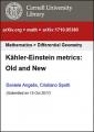 Small book cover: Kähler-Einstein metrics: Old and New