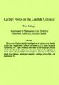Book cover: Lecture Notes on the Lambda Calculus