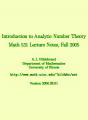 Book cover: Introduction to Analytic Number Theory