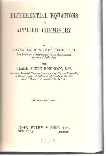 Large book cover: Differential Equations In Applied Chemistry