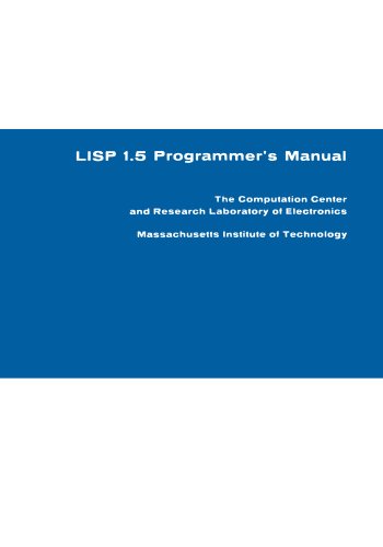 Large book cover: LISP 1.5 Programmer's Manual
