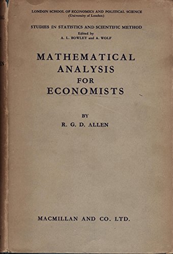Large book cover: Mathematical Analysis for Economists